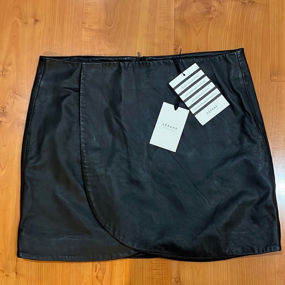 Sezane Black Leather Skirt Size 42 / US10
